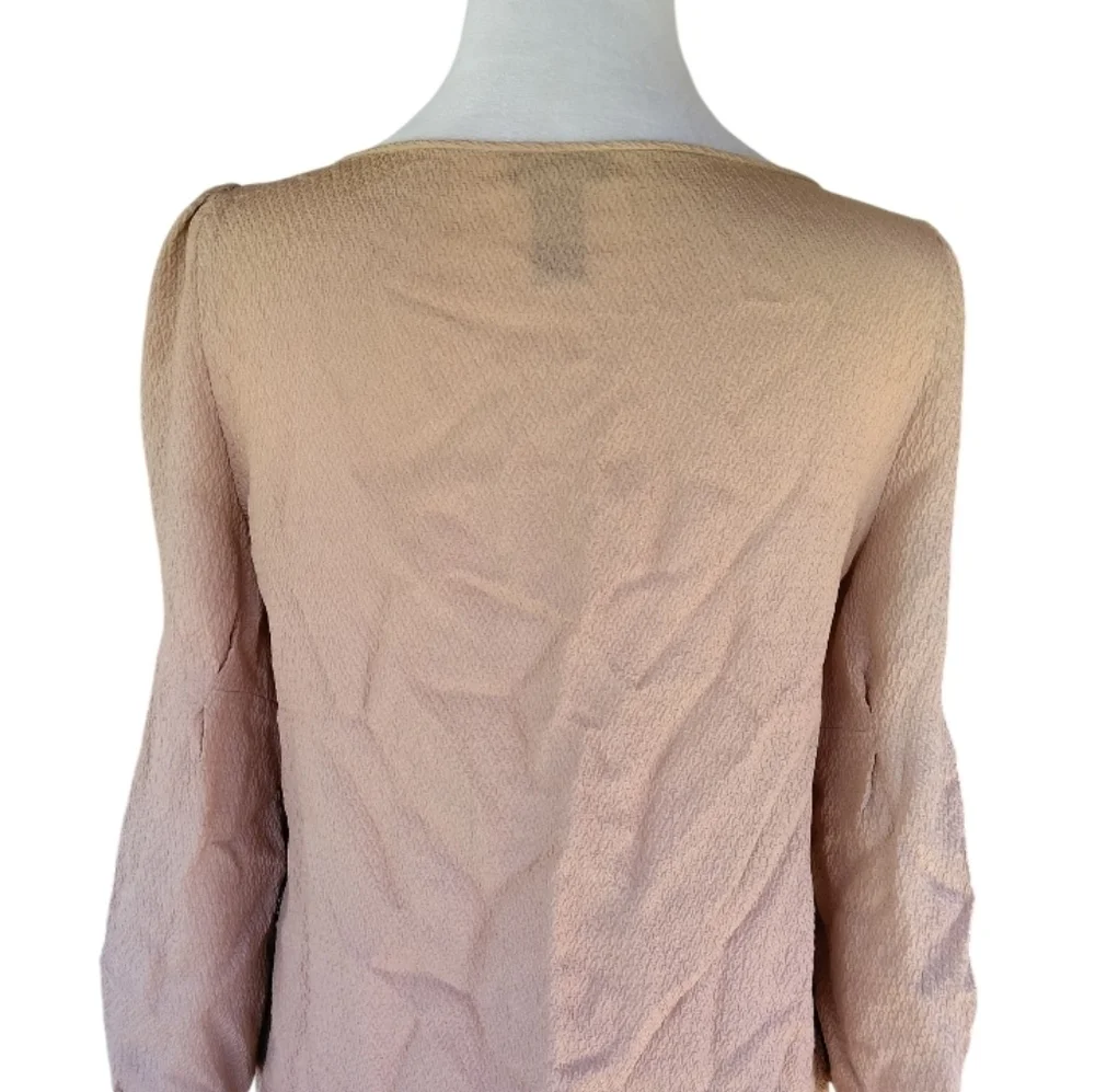 J. Crew Collection Textured 100% Silk Bishop Sleeve Blouse Taupe Color Size 2